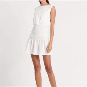 White drop waist mini dress